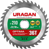 Диск пильный по дереву 210х32/30мм 36Т, URAGAN Optima 36801-210-32-36_z01