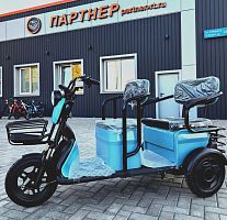 Трицикл средний (акк 48V/20Аh,1200Вт, грузоподъёмность 250 кг) цвет голубой
