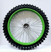 Обод 17" в сборе с покрышкой 70/100, камерой, буксатором (подшипник оси 6202RS), зеленый