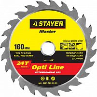 Диск пильный по дереву STAYER MASTER "OPTI-Line" 160х20х24Т  3681-160-20-24