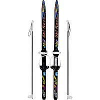Лыжи подрост. "Ski-Race" 150см лыжи/110см палки,универс.крепления,с палками "Цикл" чёрные