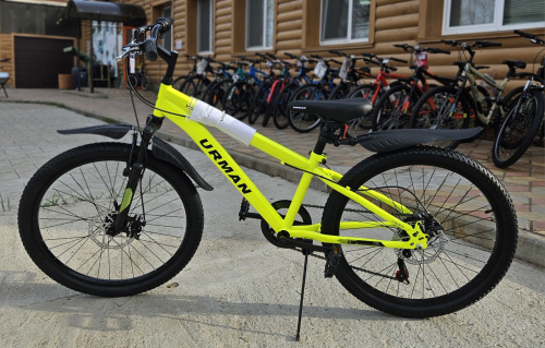 Велосипед 24" URMAN Т19В220-24 (12")  Vortex MD жёлтый ,6 скор.